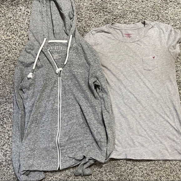 Youth Size M (so tiny) American Eagle gray T Shirt & Aeropostale Size S (youth) - Picture 1 of 7